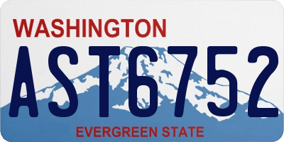 WA license plate AST6752