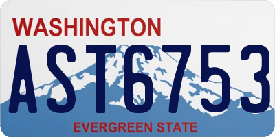 WA license plate AST6753