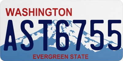 WA license plate AST6755