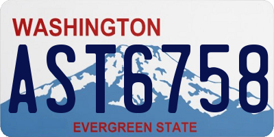 WA license plate AST6758