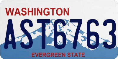 WA license plate AST6763