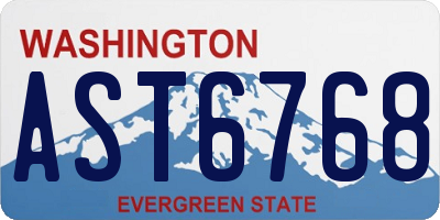 WA license plate AST6768