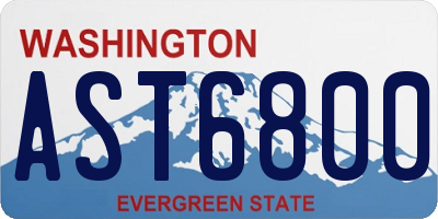 WA license plate AST6800
