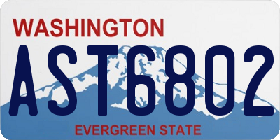 WA license plate AST6802