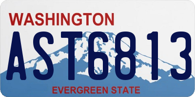 WA license plate AST6813