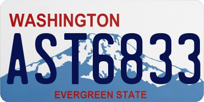 WA license plate AST6833