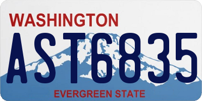 WA license plate AST6835