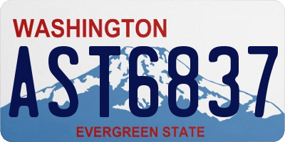 WA license plate AST6837