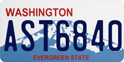 WA license plate AST6840