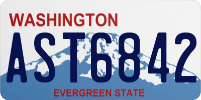 WA license plate AST6842