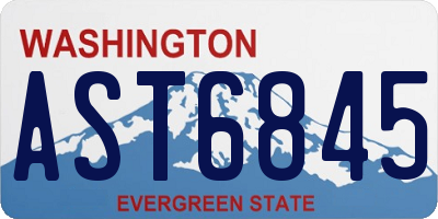 WA license plate AST6845