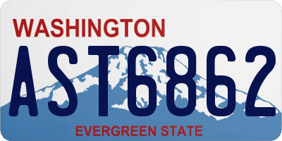 WA license plate AST6862