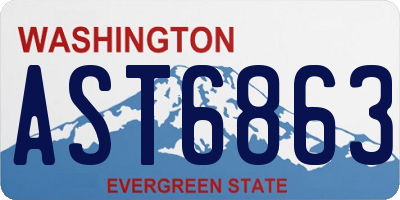 WA license plate AST6863