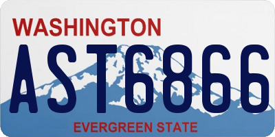 WA license plate AST6866