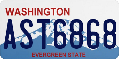 WA license plate AST6868
