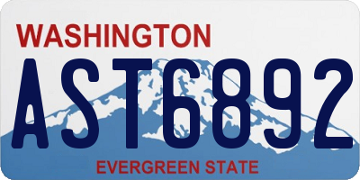 WA license plate AST6892
