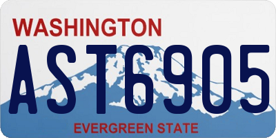 WA license plate AST6905