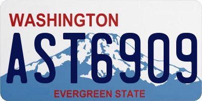 WA license plate AST6909