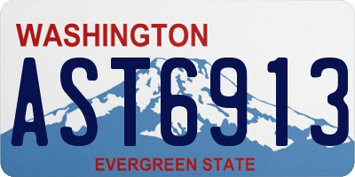 WA license plate AST6913