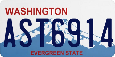 WA license plate AST6914
