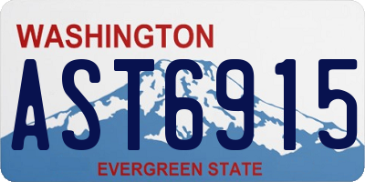 WA license plate AST6915