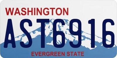 WA license plate AST6916