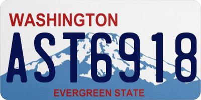 WA license plate AST6918