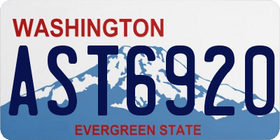 WA license plate AST6920
