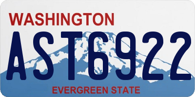 WA license plate AST6922