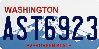 WA license plate AST6923
