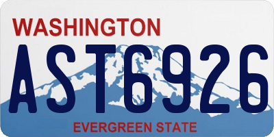 WA license plate AST6926