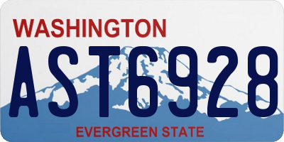 WA license plate AST6928