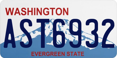WA license plate AST6932