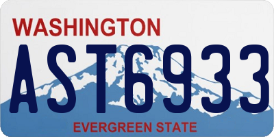 WA license plate AST6933