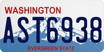 WA license plate AST6938