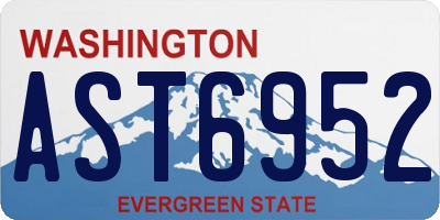 WA license plate AST6952