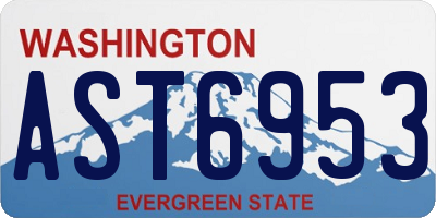 WA license plate AST6953