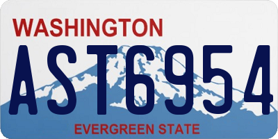 WA license plate AST6954
