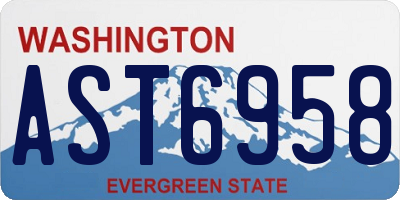 WA license plate AST6958