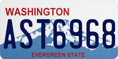 WA license plate AST6968