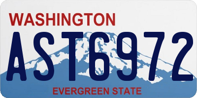 WA license plate AST6972