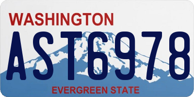 WA license plate AST6978