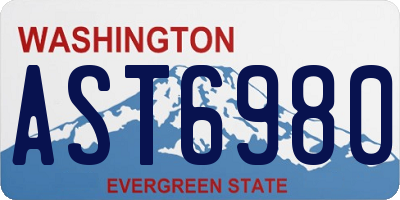WA license plate AST6980