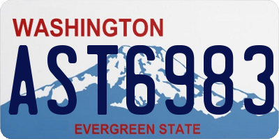 WA license plate AST6983