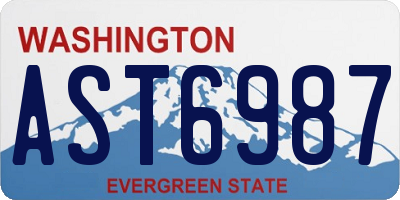 WA license plate AST6987
