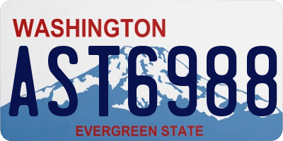 WA license plate AST6988