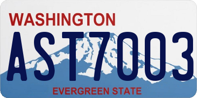 WA license plate AST7003