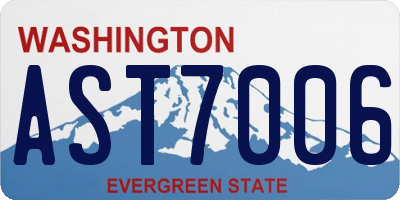 WA license plate AST7006