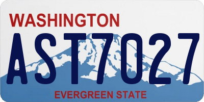 WA license plate AST7027