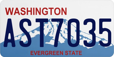 WA license plate AST7035